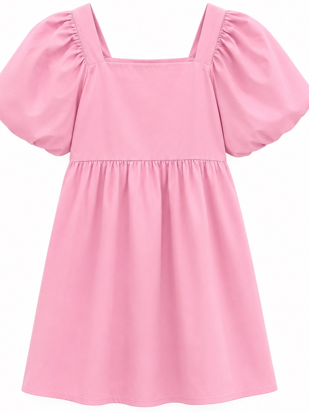 Copper Key Pink Puff Sleeve Cotton Dress
